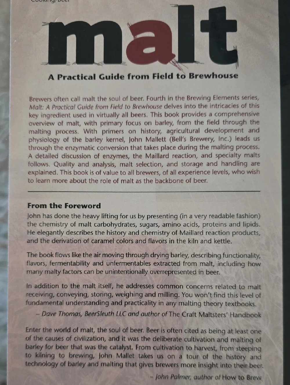 Beer‎ Book Malt: A Practical Guide from Field to Brewhouse by John Mallett
